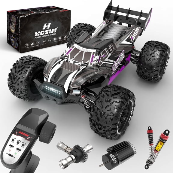 Hosim 1/10 Brushless RC Cars for Adults, 40MP/H Remote Control Car All Terrain Hobby Rc Trucks, 4WD Off Road Waterproof Racing Buggy Toy Gift Remote Monster Trucks-Upgradeable to 3S Battery