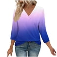 thumbnail image 1 of Yuyuzo Hauts 3/4 pour Femmes T-Shirts à Col Rond à Blocs de Couleur Haut d'Été T-Shirts Amples, 1 of 7