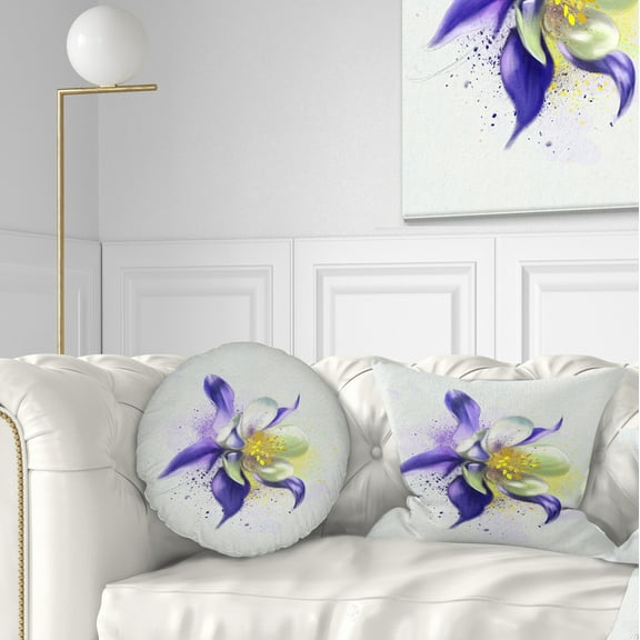 Designart Purple Flower with White Petals - Floral Throw Pillow - 12x20
