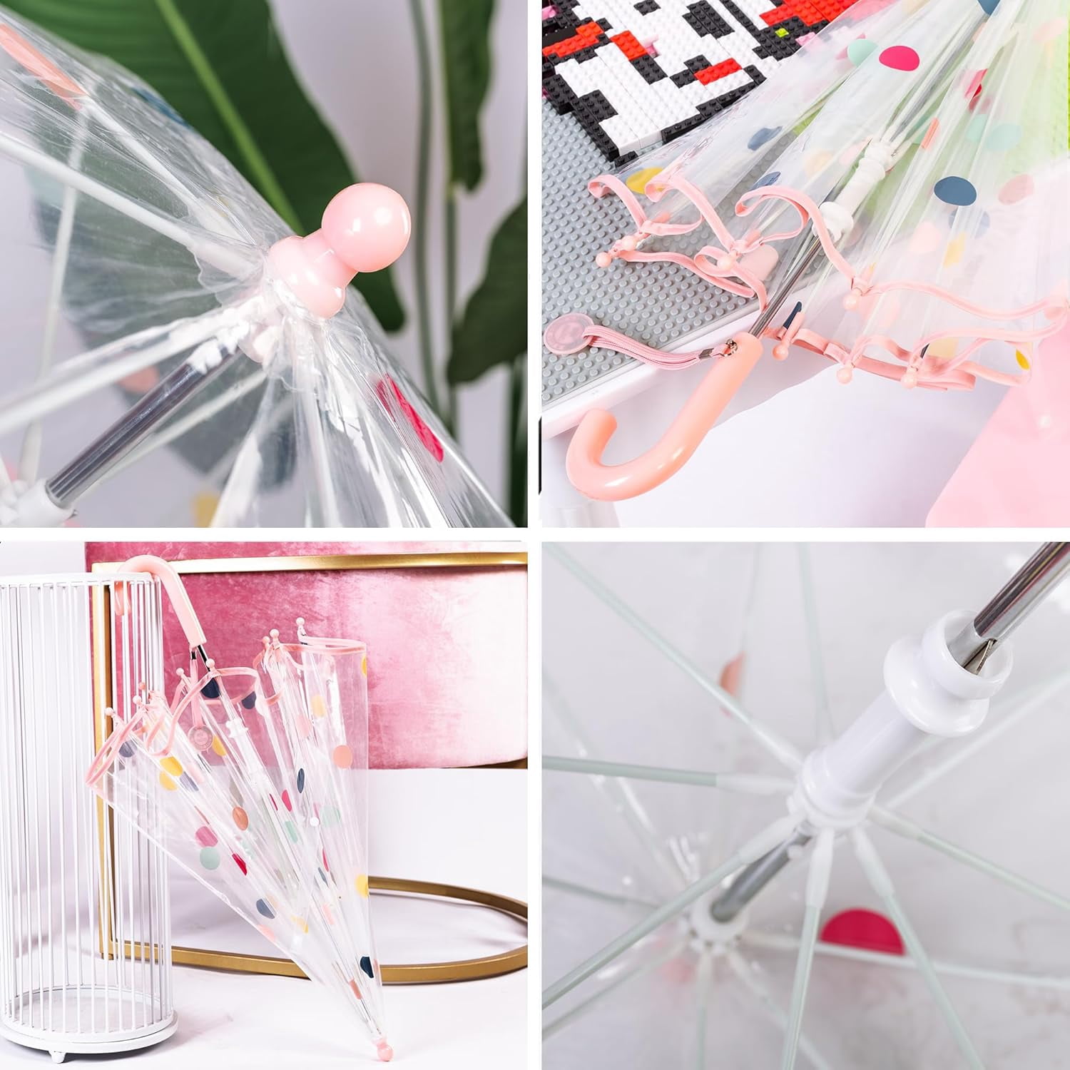 MGH 2 PCS Kids Clear Umbrellas for Rain Dome Bubble Umbrella Windproof for Toddler Boys Girls