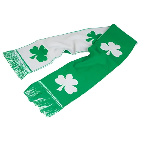 Rhode Island Novelty St. Patrick's Day Green and White Irish Shamrock Winter Scarf