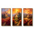 thumbnail image 2 of Designart "Beautiful Sunset over Old Castle in Italian Vineyard I" Castles Framed Wall Art Set Of 3 - Red Traditional Frame Gallery Set For Office Decor, 2 of 6
