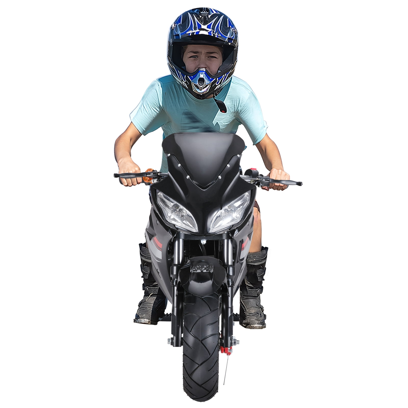 Dapmiu 49cc 4-Stroke Kids Mini Motorcycle with Hydraulic Shock Absorption, Dual Disc Brakes & Headlights, Low Noise Engine