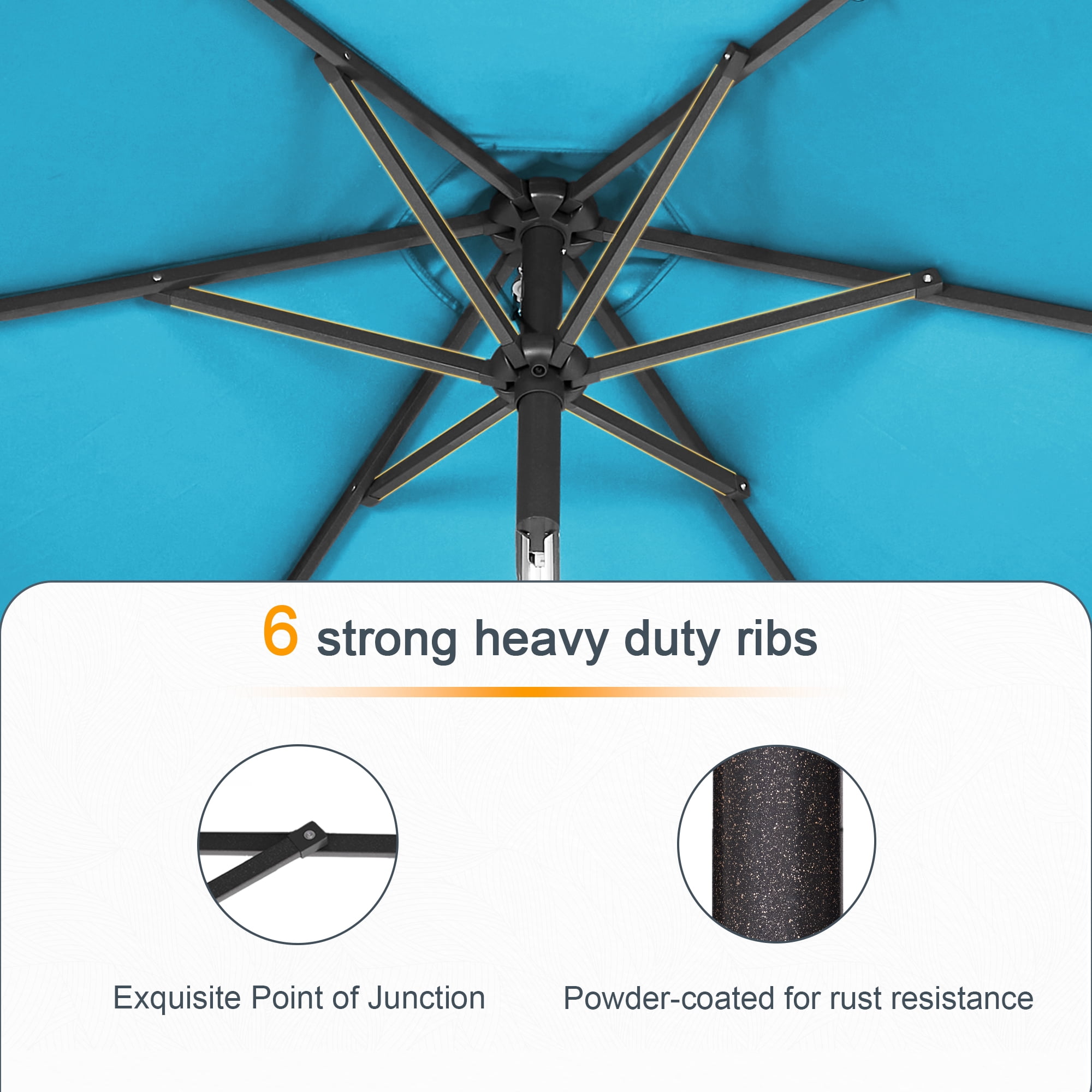 ACEGOSES 6x9ft Outdoor Patio Deck Market Umbrella, Outside Table Umbrellas with Non-Fading Polyester Canopy,Lake Blue
