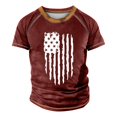 thumbnail image 4 of Men's Raglan T-shirt Retro Short Sleeve Round Neck Independence Day Printing Tops 4XL, 4 of 4