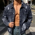 thumbnail image 4 of LYSMORA 2026 Men's Distressed Ripped Point Collar Denim Jacket, Button Front Chest Flap Pockets Loose Fit Vintage Washed Casual Shacket Outerwear, 4 of 8
