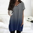 thumbnail image 2 of TQWQT Women's Plus Size Long Shirts for Leggings with Pockets Short Sleeve Tunic Tops Striped Print Long Tops V Neck Oversized T Shirts Summer Tops, 2 of 5