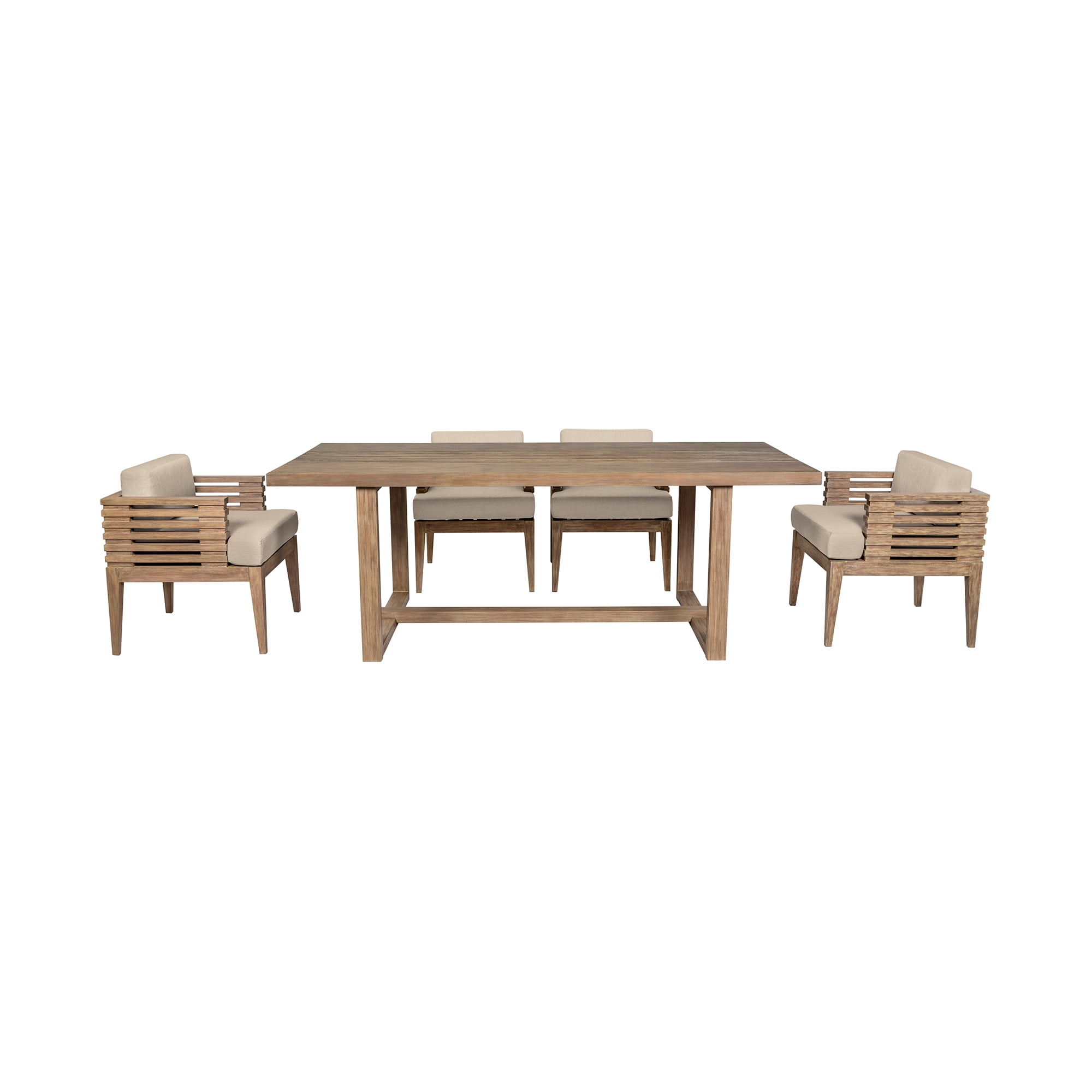 Vivid Outdoor 5 Piece Dining Set in Light Eucalyptus Wood with Cushions