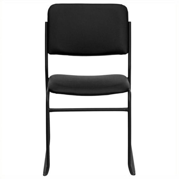 Scranton & Co Faux Leather Stacking Chair with Sled Base in Black