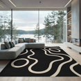 thumbnail image 2 of ODIKA 8'x10' Washable Area Rug Black Cream Abstract Swirls and Curves Design Elegant Geometric Flow with Continuous Line for Dining Room, Large Office, Lounge, Non-Slip Chair-Friendly Mat, 2 of 7