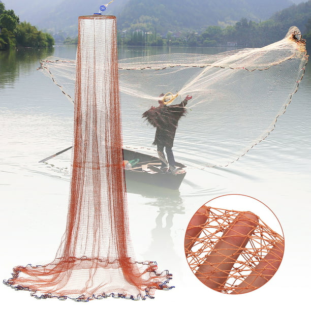 Fishing Net Nylon Monofilament Mesh Easy Throw Hand Casting with Sinker