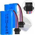 thumbnail image 6 of 2 Pack 700mAh Lithium Battery 7.4V Rechargeable Batteries W/ USB Charger SM-4P Plug for RC Car Drift Monster Truck Off Road Vehicle, Blue, 6 of 6
