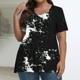 thumbnail image 2 of Sexlip Womens Short Sleeve V Neck Blouse Abstract Print Design Soft Fabric Relaxed Silhouette for Casual Outings Black XL, 2 of 6