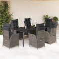 thumbnail image 1 of vidaXL 7 Piece Garden Dining Set with Cushions Grey Poly Rattan, 1 of 5