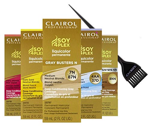Clairol Soy4Plex LiquiColor PERMANENT Liquid HAIR COLOR (w/Sleek Tint Brush) Gray Busters Permanente Professional Grey Haircolor DYE (1A / 51D COOL BLACK) - image 1 of 2