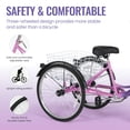 thumbnail image 6 of 26" Adult Tricycle, Carbon Steel 3 Wheel Bikes 7 Speed Trikes with Adjustable Seat Shopping Basket 360lbs Capacity for Seniors/Commuting Purple, 6 of 12
