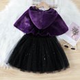 thumbnail image 5 of Kogui Kids Two-Piece Halloween Cosplay Outfit Hooded Cloak & Mesh Vest Skirt For Little Girls (Purple, 3-4 Years), 5 of 6