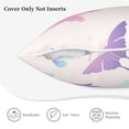 thumbnail image 5 of DouZhe Velvet Decorative Throw Pillow Covers Set of 2, Soft Square Cushion Cover with Invisible Zipper Cute Pastel Pink Butterfly Printing, 20"x20", 5 of 7