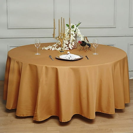 

BalsaCircle 120 Gold Round Polyester Tablecloth Wedding Table Linens