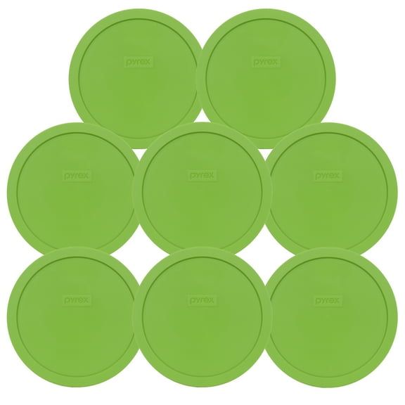 Pyrex 7402-PC Green Round Plastic Food Storage Replacement Lid Cover (8-Pack)