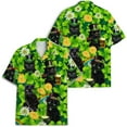 thumbnail image 3 of St Patrick Shamrock Black Cat Hawaiian Shirt For Men Gifts For Cat Lovers Mens Hawaiian Shirts Short Sleeve Button Down Shirt, 3 of 7