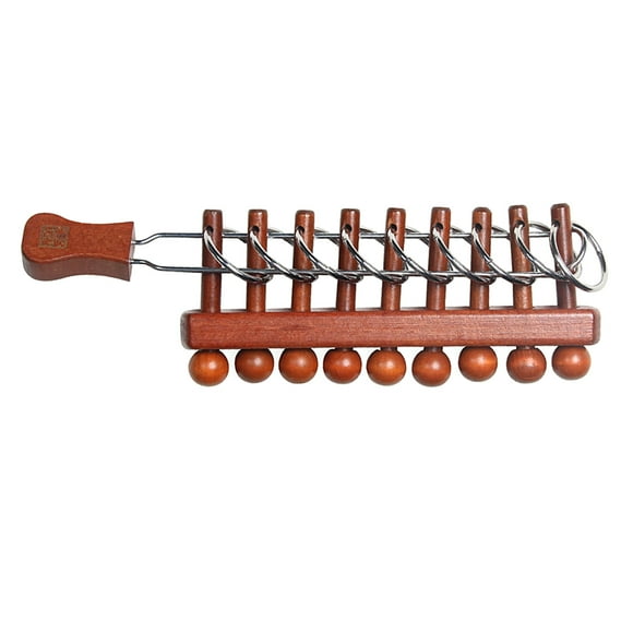 Shisuyan Traditional Nine-chain Toys Chinese Ring Puzzle Intellectual Toy Nine Ring Buckle Educational Toys for Kids (Brown)