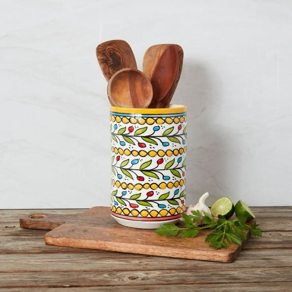 Ceramic Palestine Yellow Colorful Vine Utensil Holder