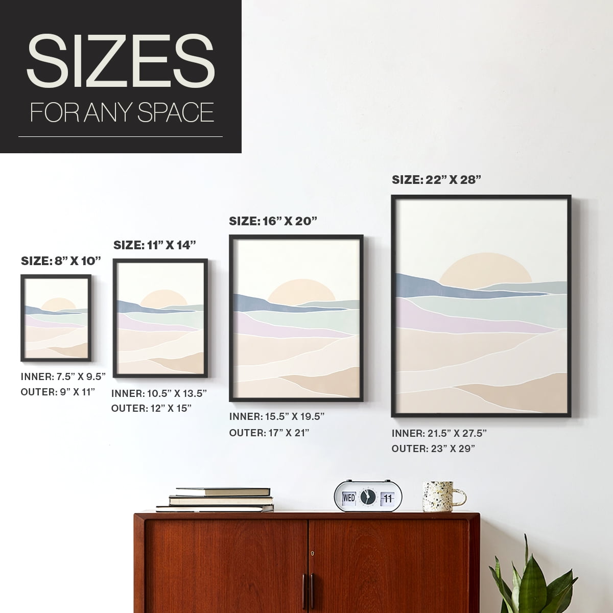 Wave Tableau II Framed Print in Black Solid Wood 11 x 14 Framed Print
