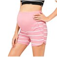 thumbnail image 2 of Zulora Pregnancy Maternity Shorts High Waist Over Belly Ribbed Striped Casual Pocket Summer Shorts For Pregnant Women​, 2 of 6