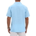 thumbnail image 3 of INSPIRE CHIC Men's Camp Collar Chest Pocket Button Down Short Sleeve Cotton Shirts L Light Blue, 3 of 4