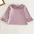 thumbnail image 4 of Girls Ruffle Neck Long Sleeve Shirts, Kids Soft Slim‑Fit Pullover Top, Solid Color Ruffle Cuffs Casual Blouse, 4 of 8