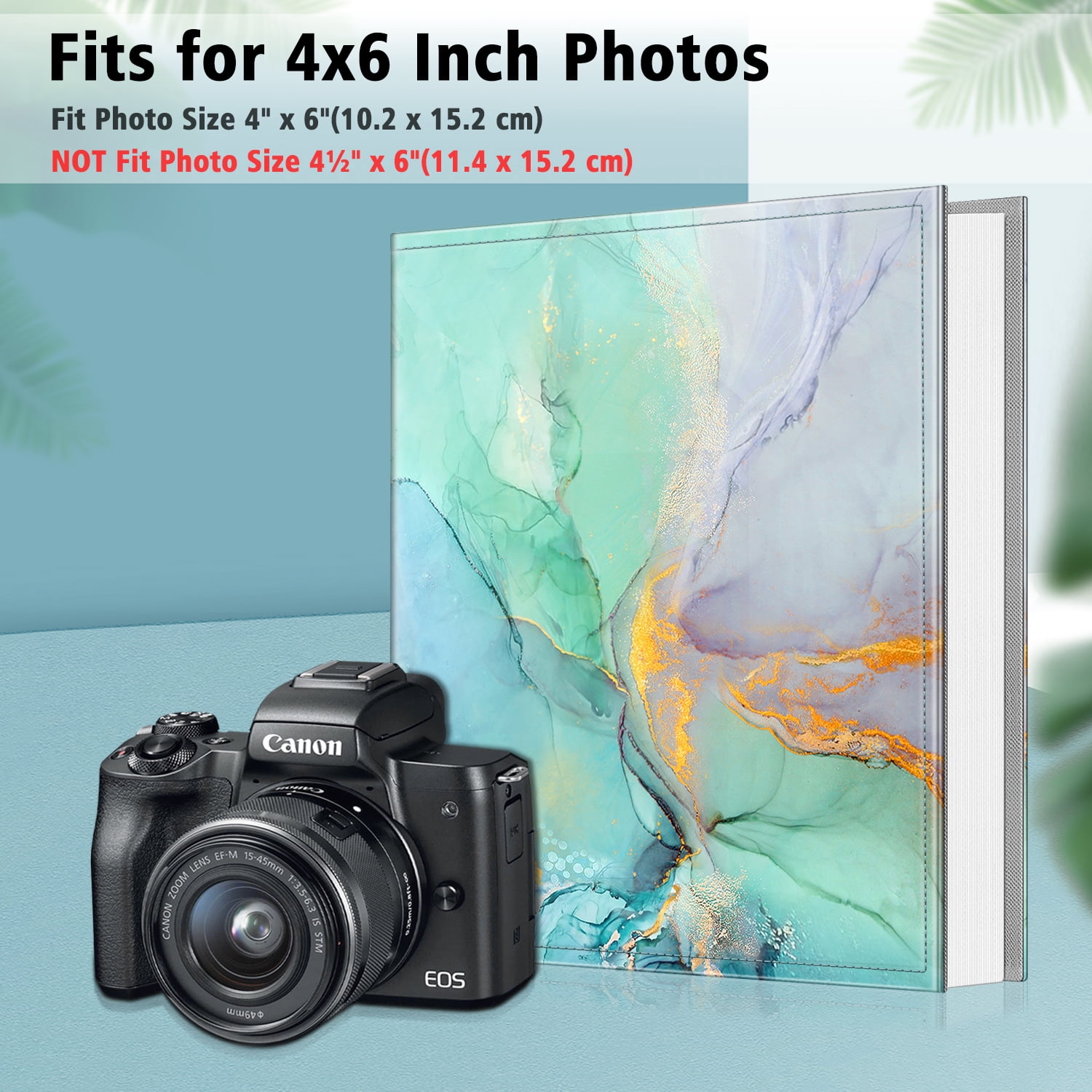 Fintie Classical Photo Album - 600 Pockets for 4x6 Photos, Ideal for Family, Wedding, Baby, Vacation - Emerald Marble