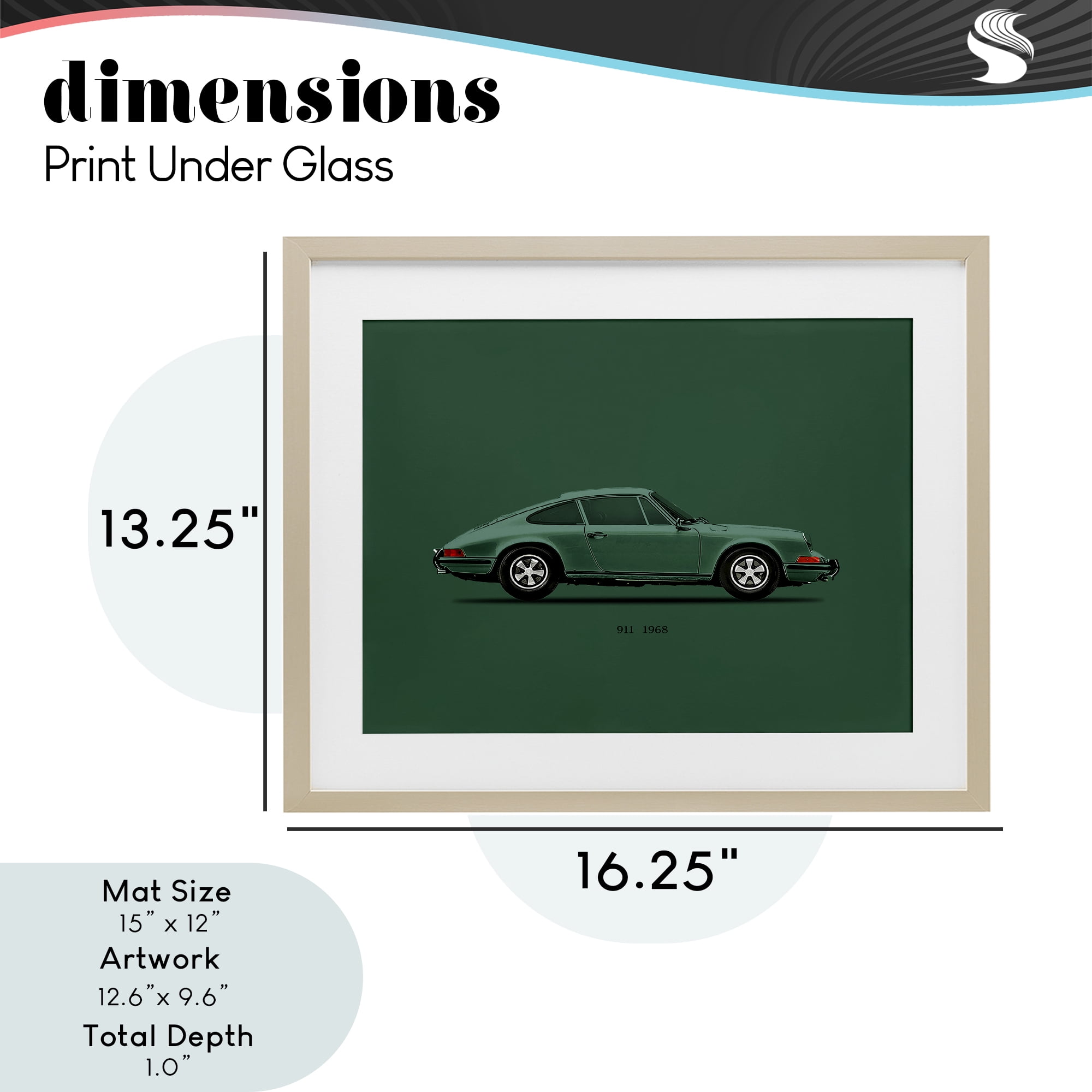 Stupell Industries Green Toned Classic Car Birch Framed Print Under Glass, design by Mark Rogan
