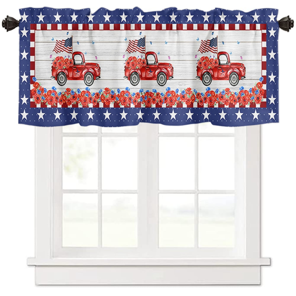 54x18 Inch Rod Pocket Curtains 2-Pack Patriotic Curtain Valances - Red  White Blue Star Pattern 54x18 Inch For 4th Of July Red White Blue Star  Valances, image size:1000x1000
