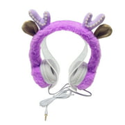 Wired Antlers Headset HiFi with Mic for Kids Adults Gaming Laptop Purple