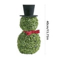 thumbnail image 3 of Snowman Topiary Christmas Decor 15.75 Inch Artificial Snowman Shaped Tree with Red Bow Santa Hat Boxwood Topiaries for Indoor Outdoor Home Porch Table Decorations, 1PC, 3 of 7
