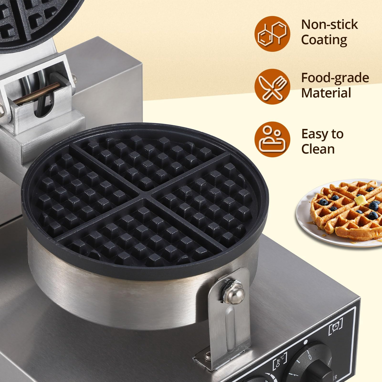 Towallmark 1300W Waffle Maker – Commercial Egg Roll and Cone Machine with Nonstick Mold