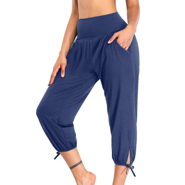 ICHUANYI Clearance Womens Yoga Pants Loose Workout Sweatpants Comfy Lounge Joggers With Pockets(Blue, L) ICHUANYI WER2023080817806