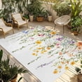 thumbnail image 2 of Outdoor Rug 5x7 ft Cottagecore Floral Waterproof Outdoor Patio Rug Mat Non Slip Outside Area Rugs Carpet for RV,Camping,Porch,Deck,Pool,Balconybackyard,Colorful Watercolor Flowers Leaves, 2 of 9
