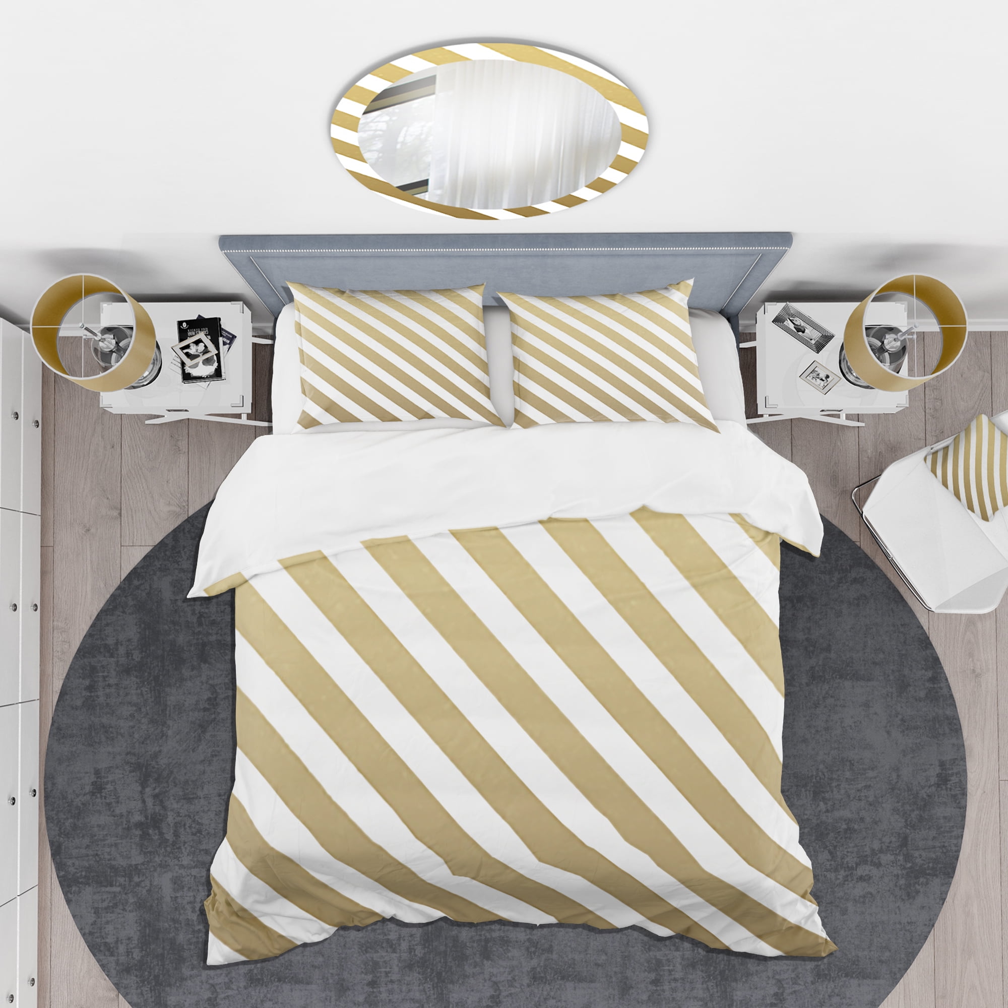 Designart 'Gold Diagonal' Mid-Century Modern Duvet Cover Set
