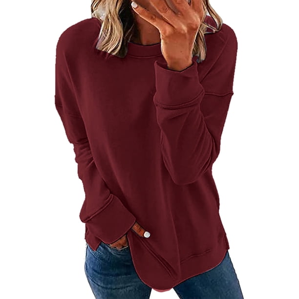 Gibobby Sudaderas para Mujer Sudaderas de Navidad para mujer cuello redondo manga larga blusa de gran tamaño(Rojo,M)