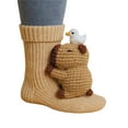 thumbnail image 3 of 3D Knit Animal Socks, Animal Socks Hand Crocheted, Double-layer cotton, Warm embrace (Capybara), 3 of 7