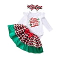 thumbnail image 3 of REDARER Baby Girls Merry Christmas Print Ruffle Long Sleeve Bodysuit with Chevron Skirt and Chevron Bow Headband Newborn Holiday Party Photo Outfit,0-3 Months, 3 of 3