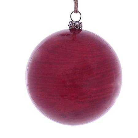 Vickerman 3 Red Wood Grain Ball Ornament. These ornaments are the perfect addition to any holiday decorating project. They features a light wood grain pattern. Includes 6 pieces per pack.
