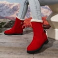 thumbnail image 7 of Wovix Womens Snow Boots Faux Suede Boots Slip-On with Side Pom Round Toe Shoes Chunky Winter Warm Boots Trendy Daily Red 40, 7 of 7