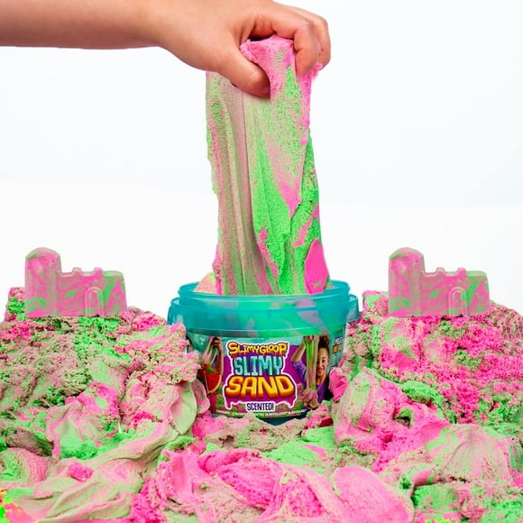 SLIMYSAND Seau Slimy Sable Pastèque SLIMYGLOOP 1.5 lb. - Seau Parfumé Rose & Vert Néon pour Enfants 3+
