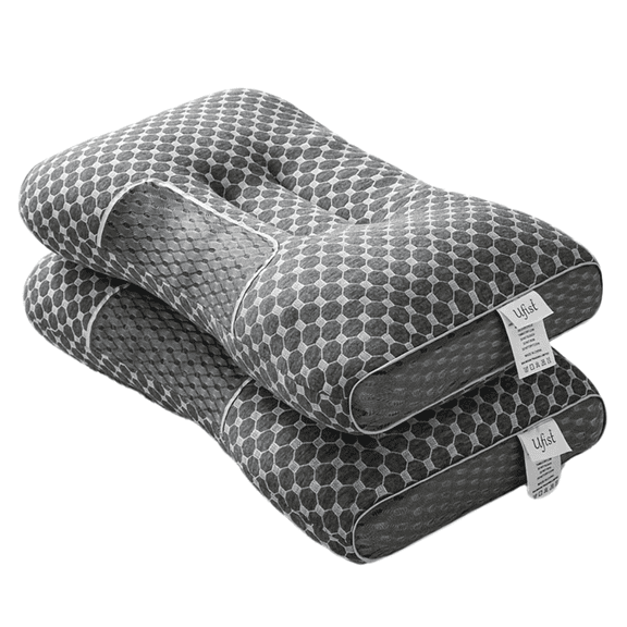 2pcs Soft Knitted Massage Neck Couple Pillow - Adjustable Ergonomic Orthopedic Contour Support, High Quality Pillow Core, Removable Cover for Sleeping Comfort
