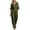 Army Green, variant on Womens Wrap V Neck Rolled Cuff 3/4 Sleeve Jumpsuit High Waist Wide Leg Full Length Vacation Romper