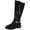 Black, variant on Women's Knee High Boots Croc Embossed Patchwork Riding Boots Side Zipper Ankle Buckle Low Block Heel Comfortable Fall Winter Fashion Booties Wine