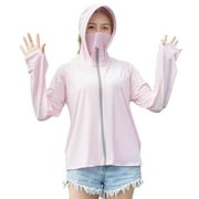 1PC Summer Sun-protective Clothing Stylish Hooded Anti-uv Cloak Cycling Sun Block Veil Garments Outdoor Covering Face Sun Screen Clothes for Lady Summer Wearing (Pink Free Size)